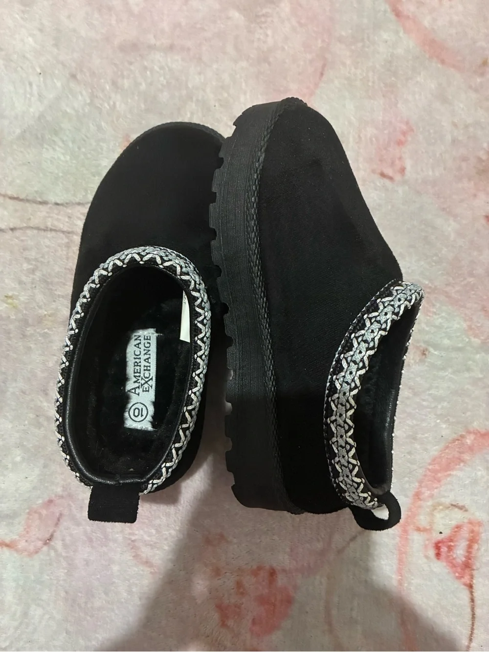 American Exchange Black Kids Slip-On Shoes with Silver Trim